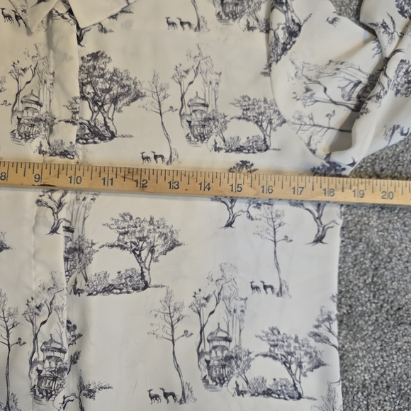 Toile H&M Printed Button Up Blouse Lightweight Countryside Chic Nature - Picture 6 of 9